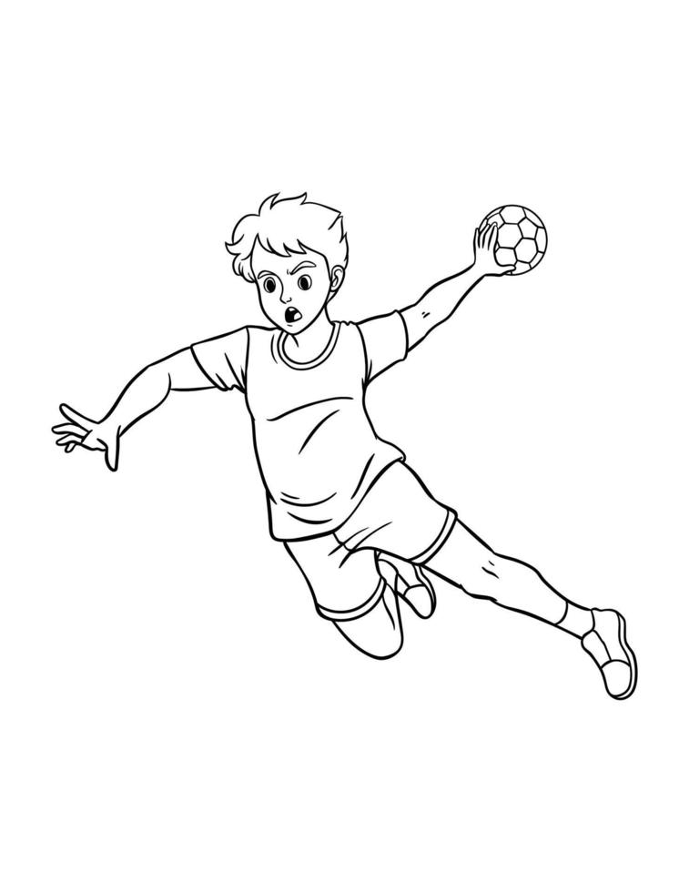 Handball Isolated Coloring Page for Kids vector