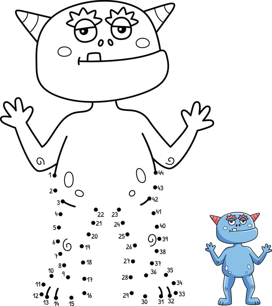 Dot to Dot Monster Cat Isolated Coloring Page vector