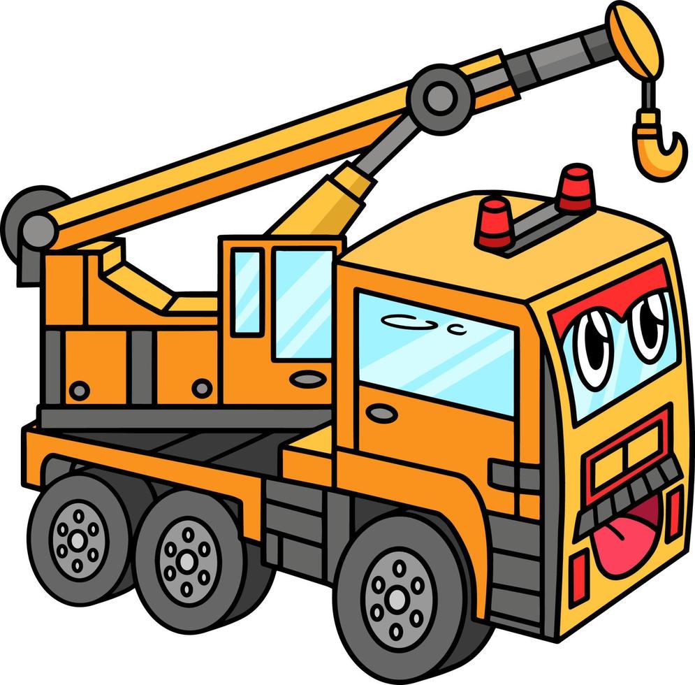 Crane with Face Vehicle Cartoon Colored Clipart vector