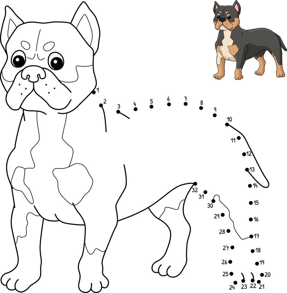 punto a punto american bully perro aislado colorear vector