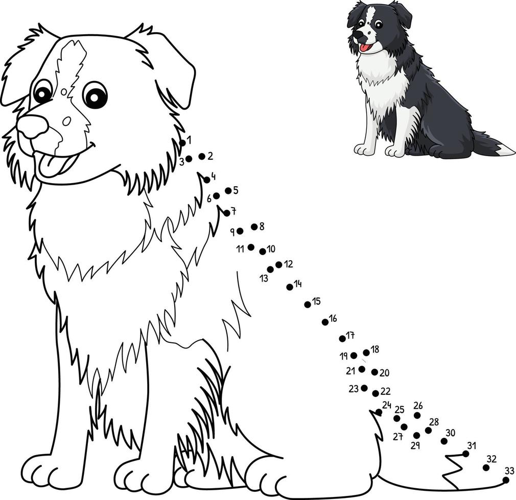 punto a punto border collie perro aislado colorear vector