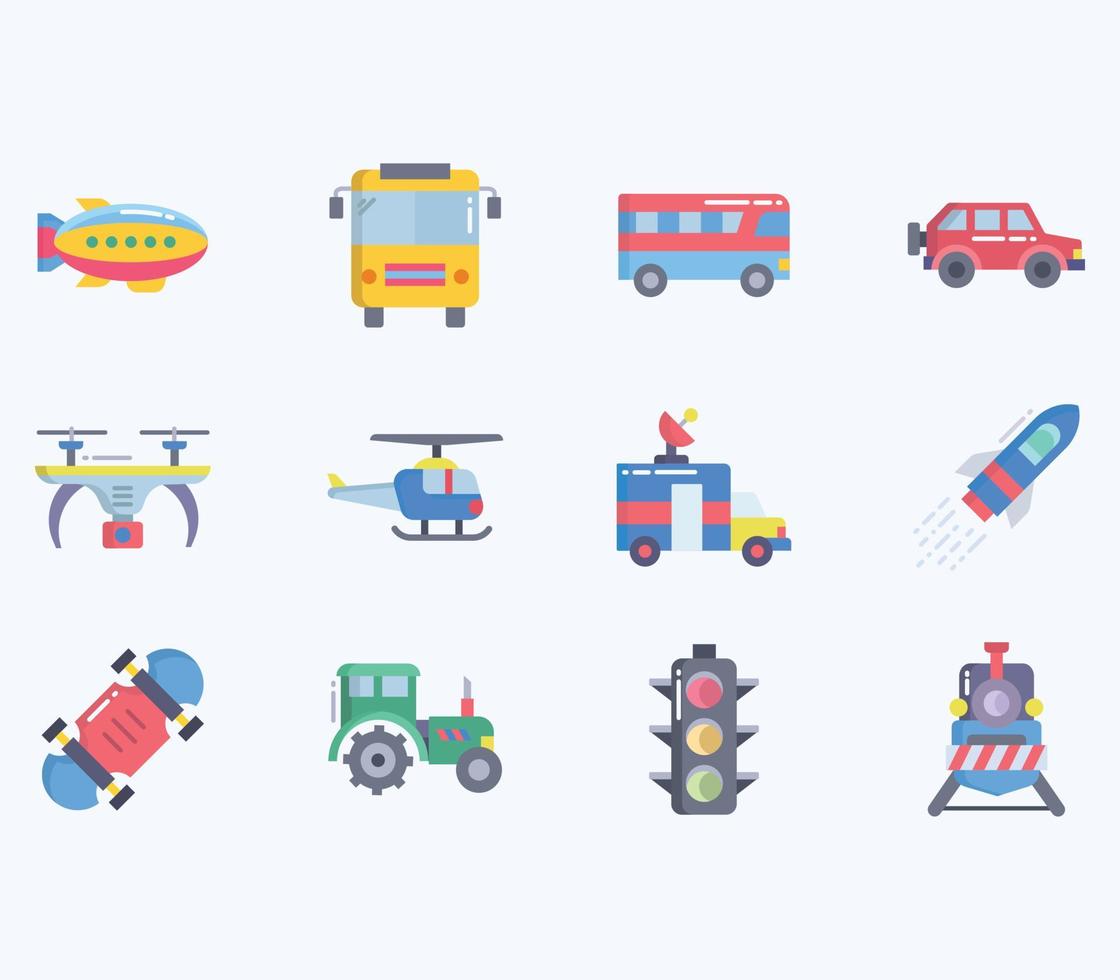 icono de transporte, conjunto de vectores de vehículos