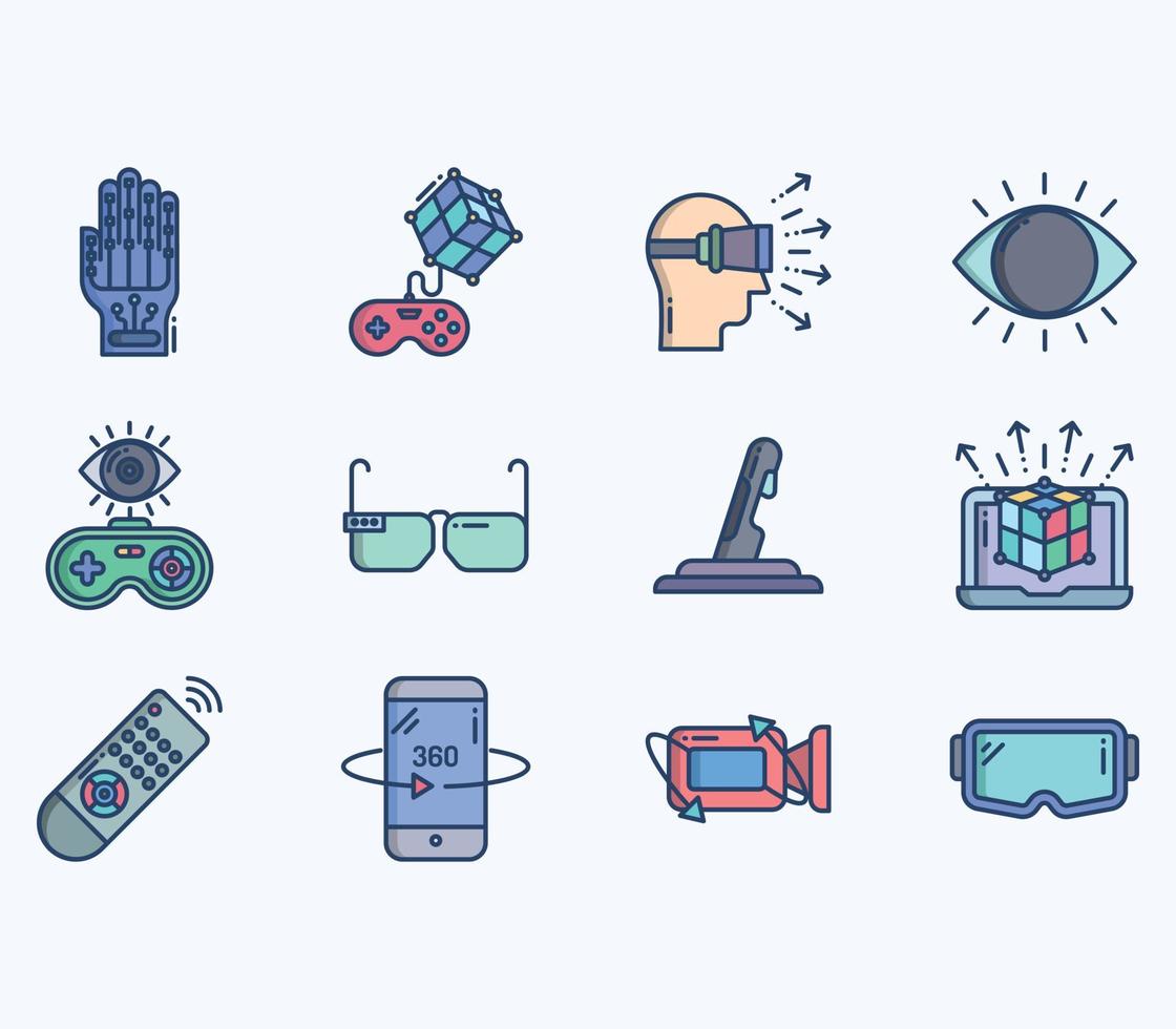 Virtual Reality icon set, vr technology vector