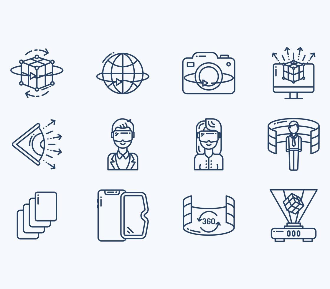 Virtual Reality icon set, vr technology vector