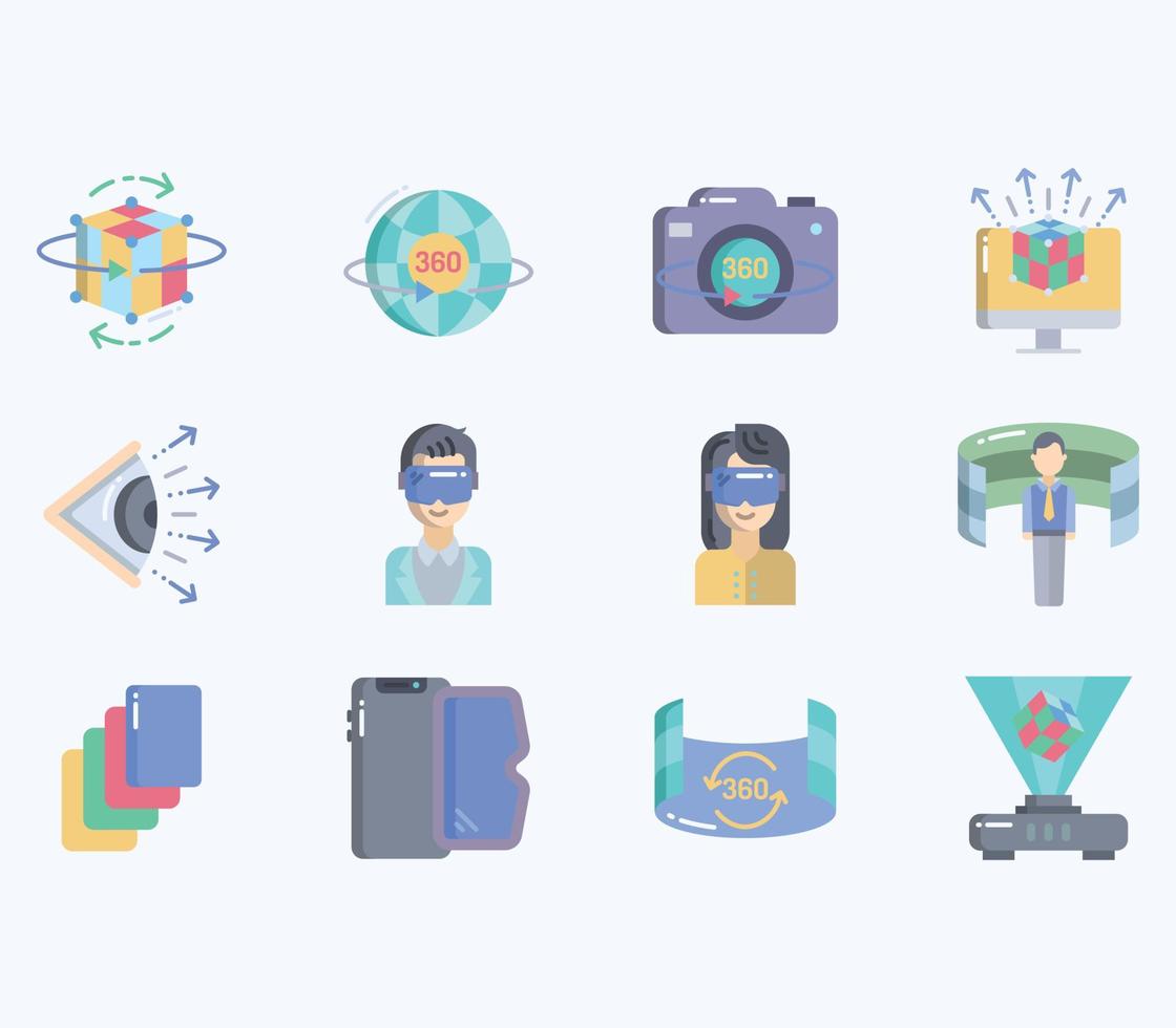 Virtual Reality icon set, vr technology vector