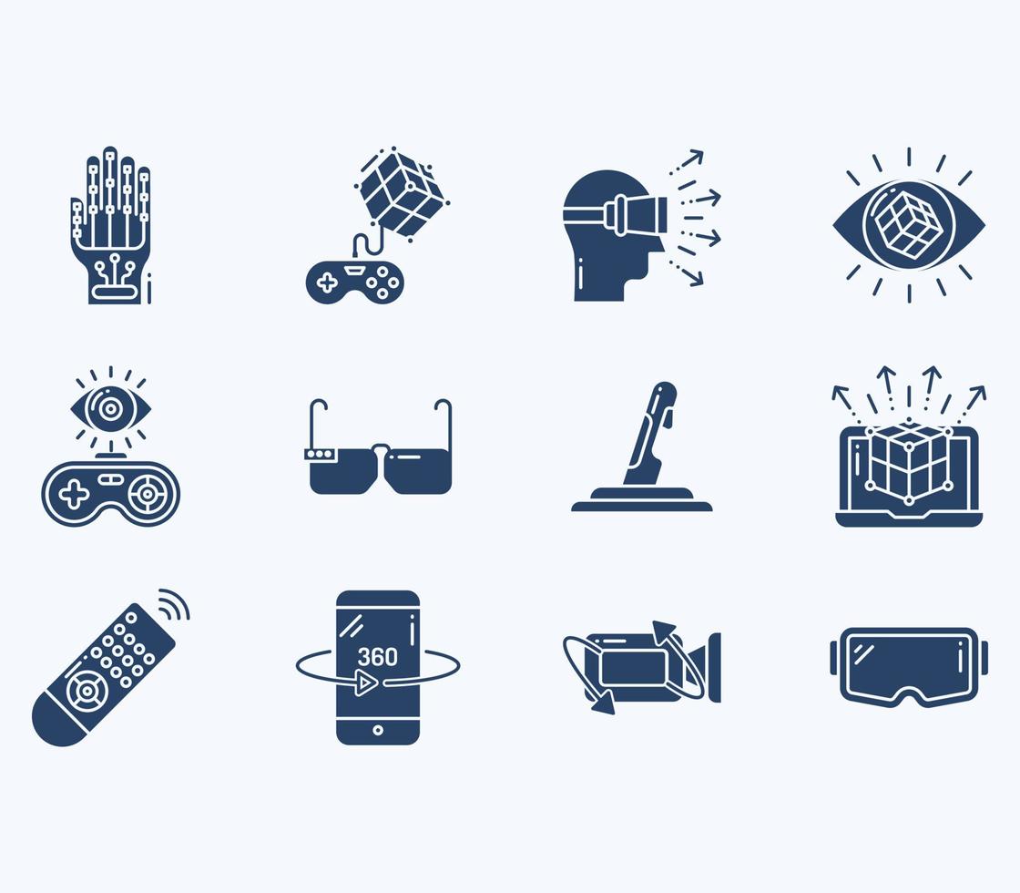 Virtual Reality icon set, vr technology vector