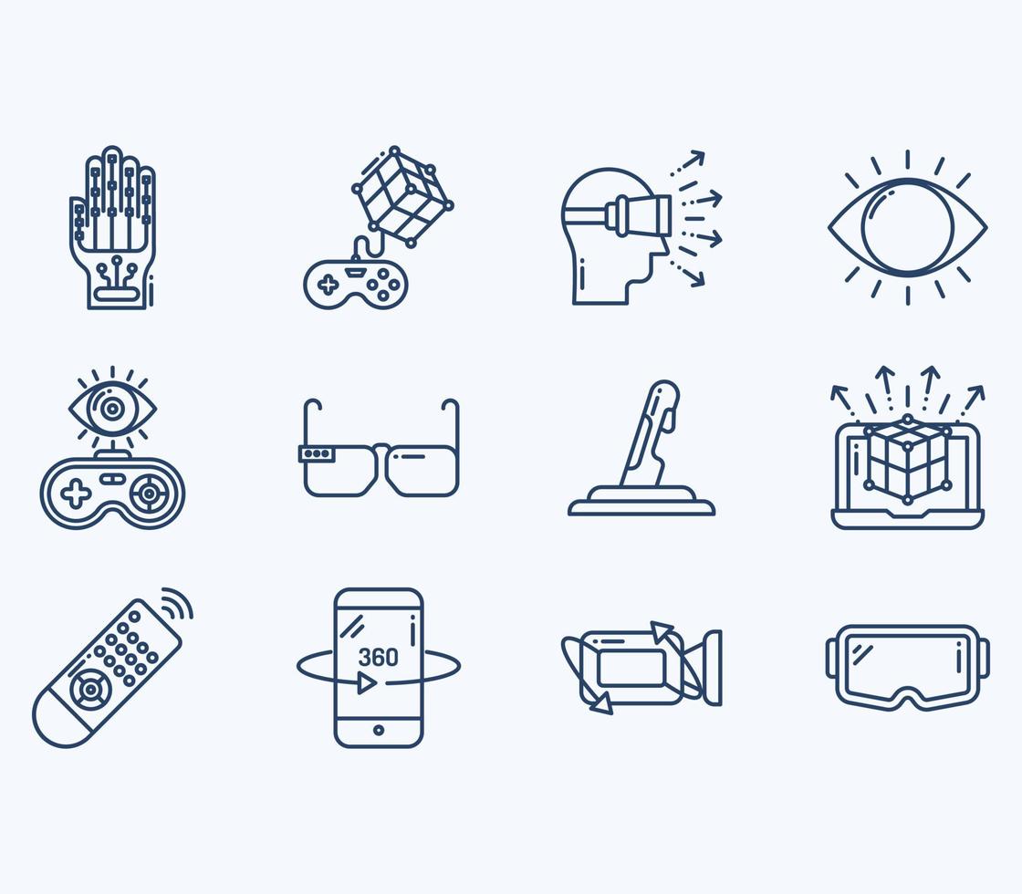 Virtual Reality icon set, vr technology vector