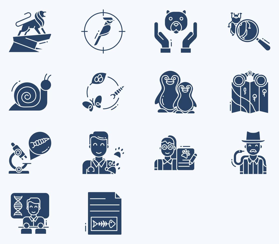 Zoology icon set, animal research vector