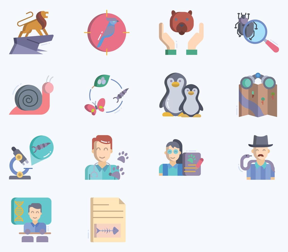 Zoology icon set, animal research vector