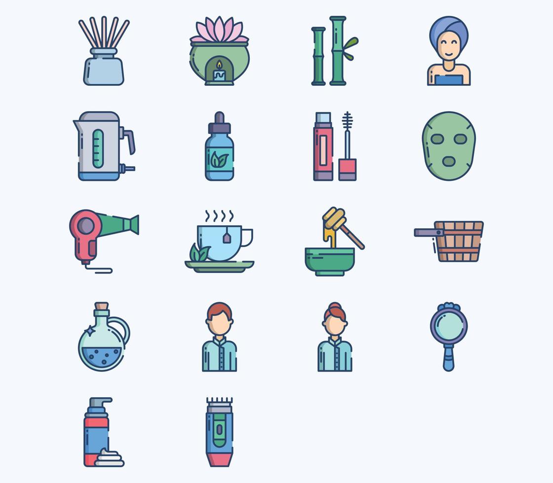 Spa icon set, Therapy and treatment vector