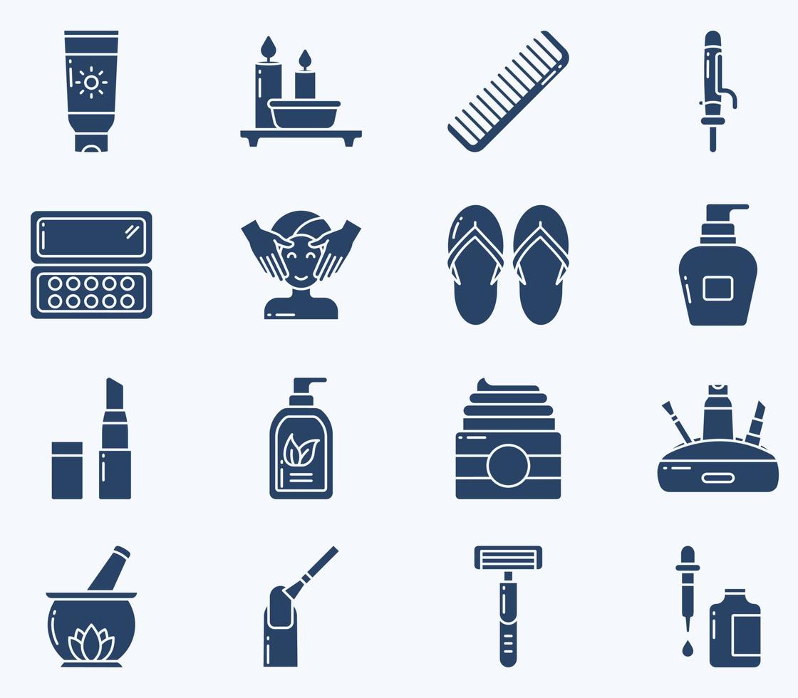 Spa icon set, Therapy and treatment vector