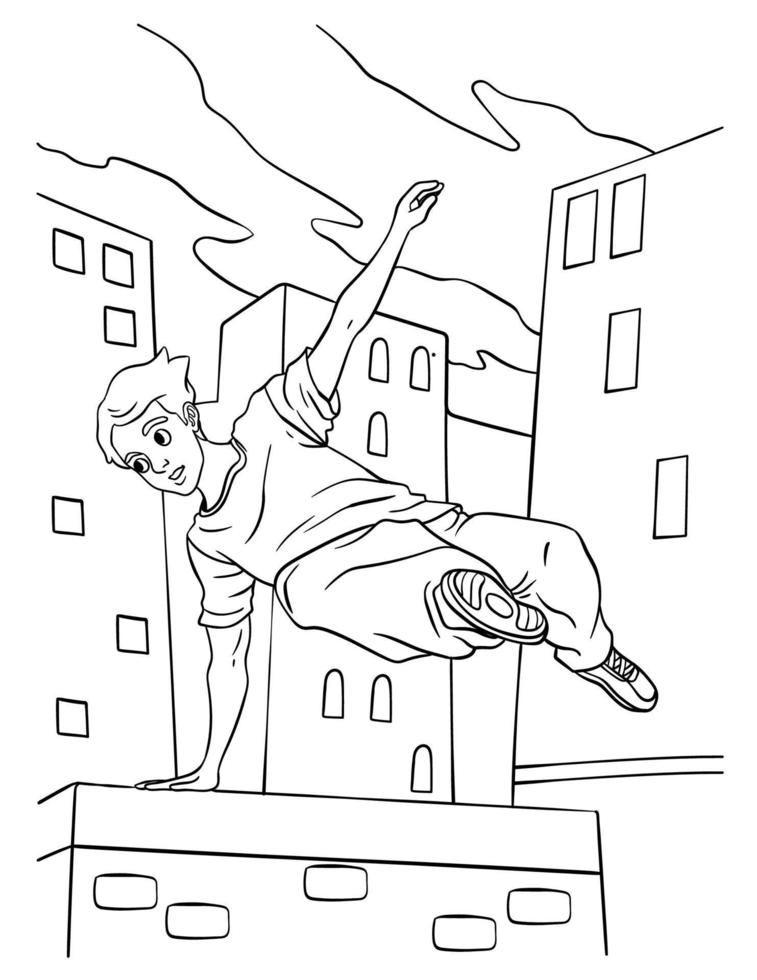 parkour para colorear para niños vector