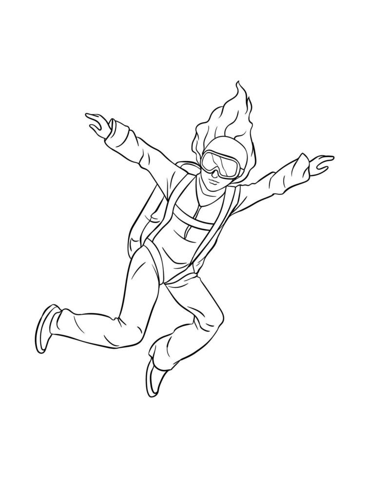 Skydiving Isolated Coloring Page for Kids vector