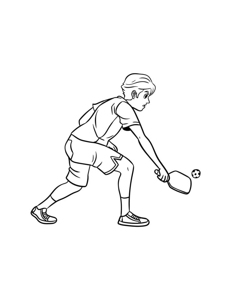 Pickleball Isolated Coloring Page for Kids vector