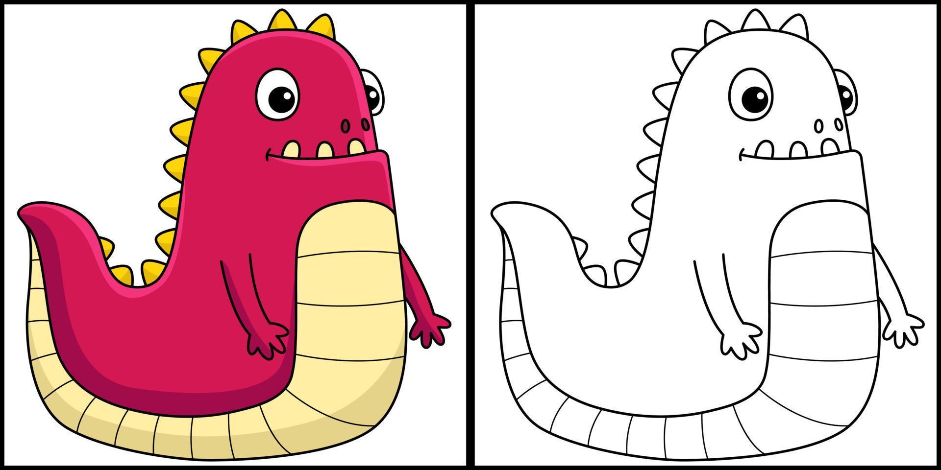 Ilustración de página para colorear de cocodrilo monstruo vector