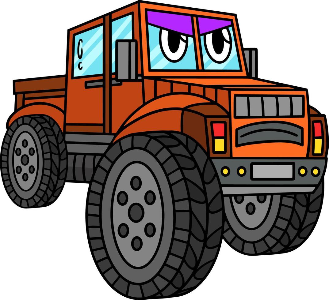 camión todoterreno con cara vehículo dibujos animados clipart vector