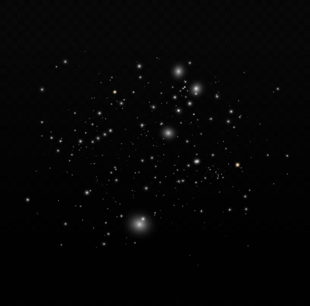 efecto de fondo de partículas de brillo blanco vectorial para tarjeta rica de saludo de lujo. efecto de luz especial de brillo de chispas blancas. textura brillante. chispas de polvo de estrellas en una explosión. vector