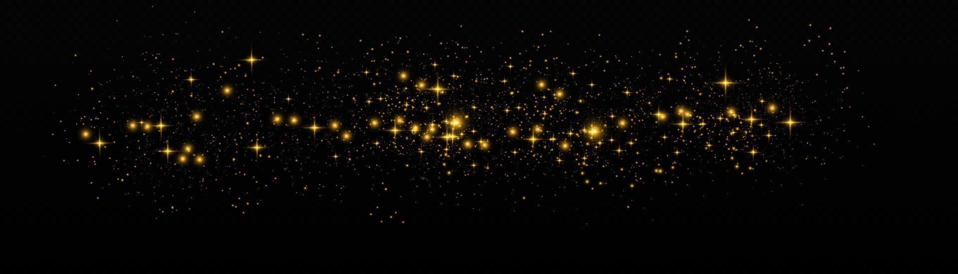 efecto de fondo de partículas de brillo amarillo vectorial para tarjeta rica de saludo de lujo. efecto de luz especial de brillo de chispas blancas. textura brillante. chispas de polvo de estrellas en una explosión. vector