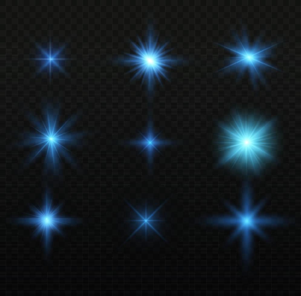 conjunto de efectos de luz blanca aislada brillante, destello de lente, explosión, brillo, línea, destello solar, chispa y estrellas. diseño abstracto de elementos de efectos especiales. vector