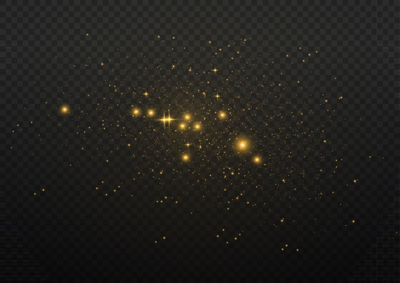 efecto de fondo de partículas de brillo amarillo vectorial para tarjeta rica de saludo de lujo. efecto de luz especial de brillo de chispas blancas. textura brillante. chispas de polvo de estrellas en una explosión. vector