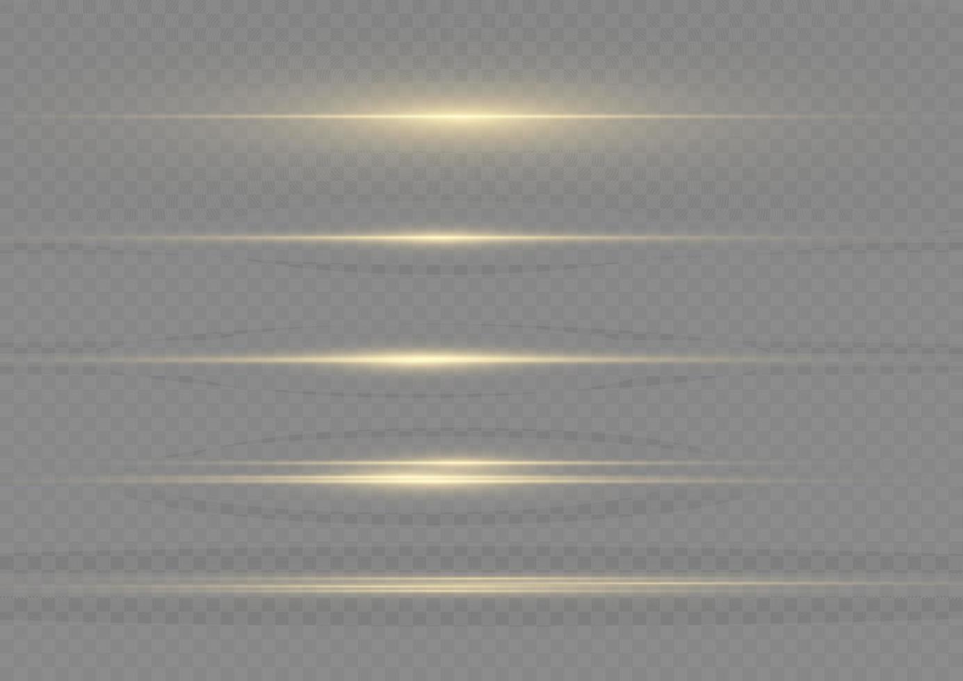 Yellow horizontal lens flares pack. Laser beams, horizontal light rays. Beautiful light flares. Flash light with fairy dust sparks and golden stars shine. Dusty shine light. vector