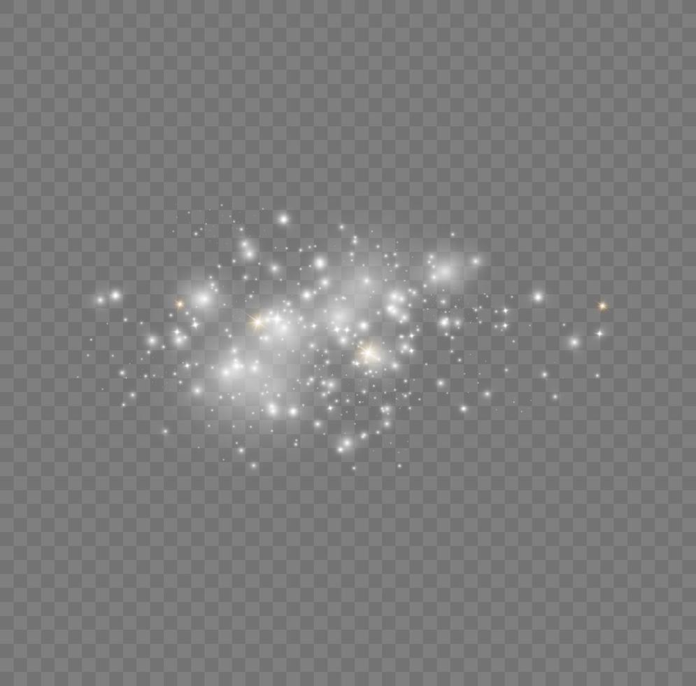 efecto de fondo de partículas de brillo blanco vectorial para tarjeta rica de saludo de lujo. efecto de luz especial de brillo de chispas blancas. textura brillante. chispas de polvo de estrellas en una explosión. vector