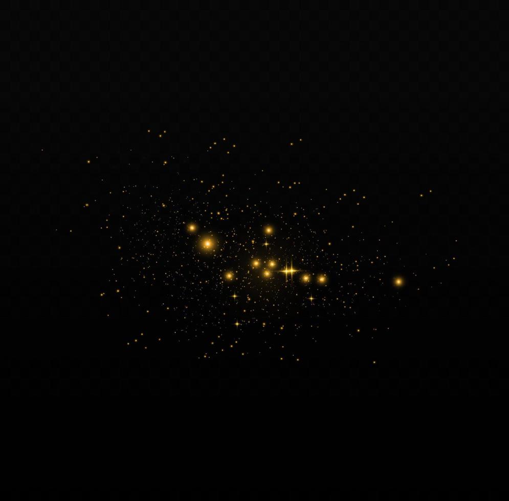 efecto de fondo de partículas de brillo amarillo vectorial para tarjeta rica de saludo de lujo. efecto de luz especial de brillo de chispas blancas. textura brillante. chispas de polvo de estrellas en una explosión. vector