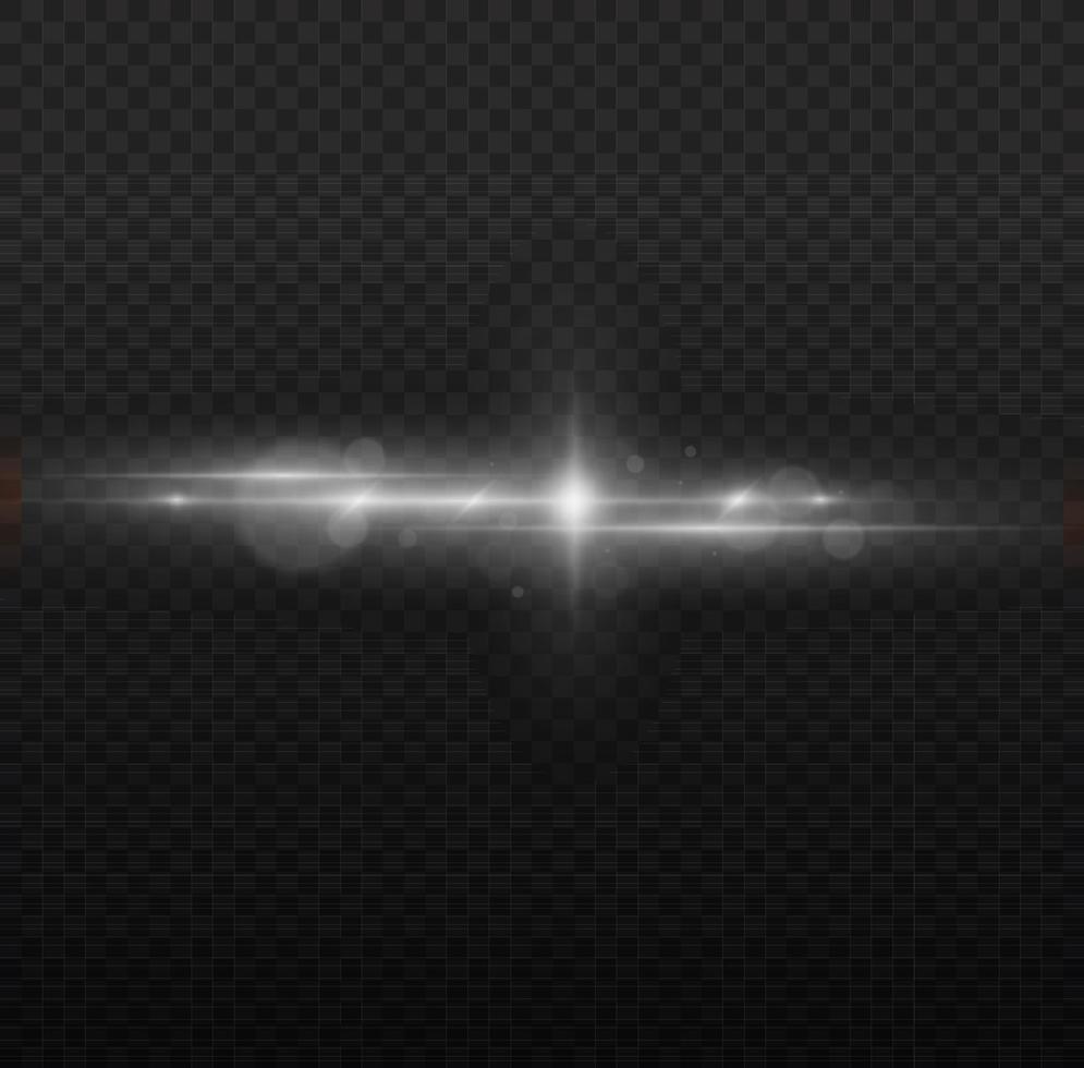 Shining star, sun particles and sparks with highlight effect, golden lights bokeh glitter and sequins. Light flare and sparkles set, vector. Effect glare, lines, white explosion. vector