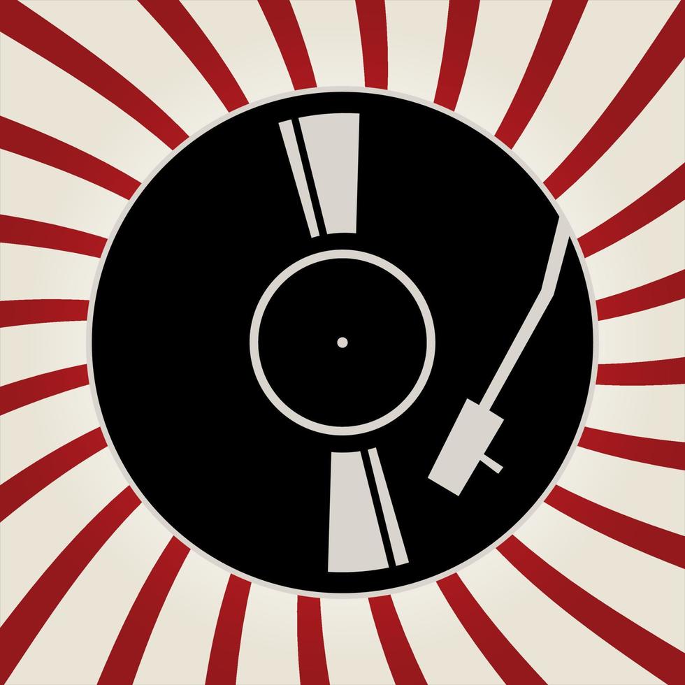 Black vinyl record disc flat retro concept vector illustration