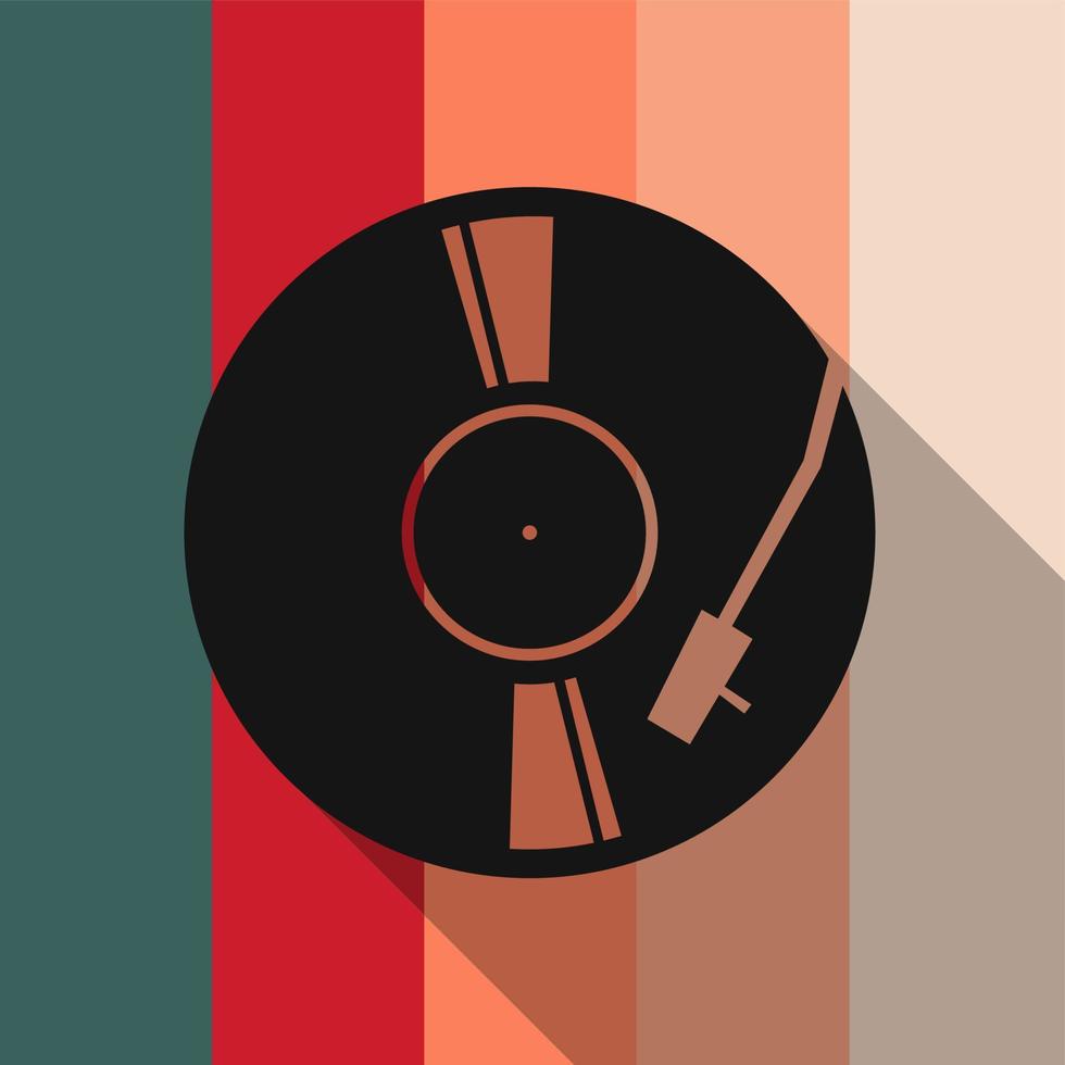 Disco de vinilo negro plano concepto retro ilustración vectorial vector