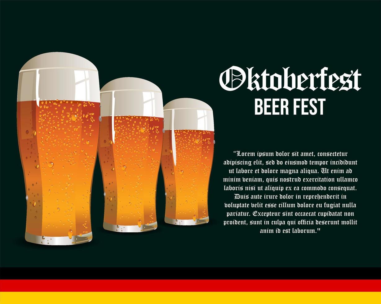 Oktoberfest beer glasses abstract retro background vector