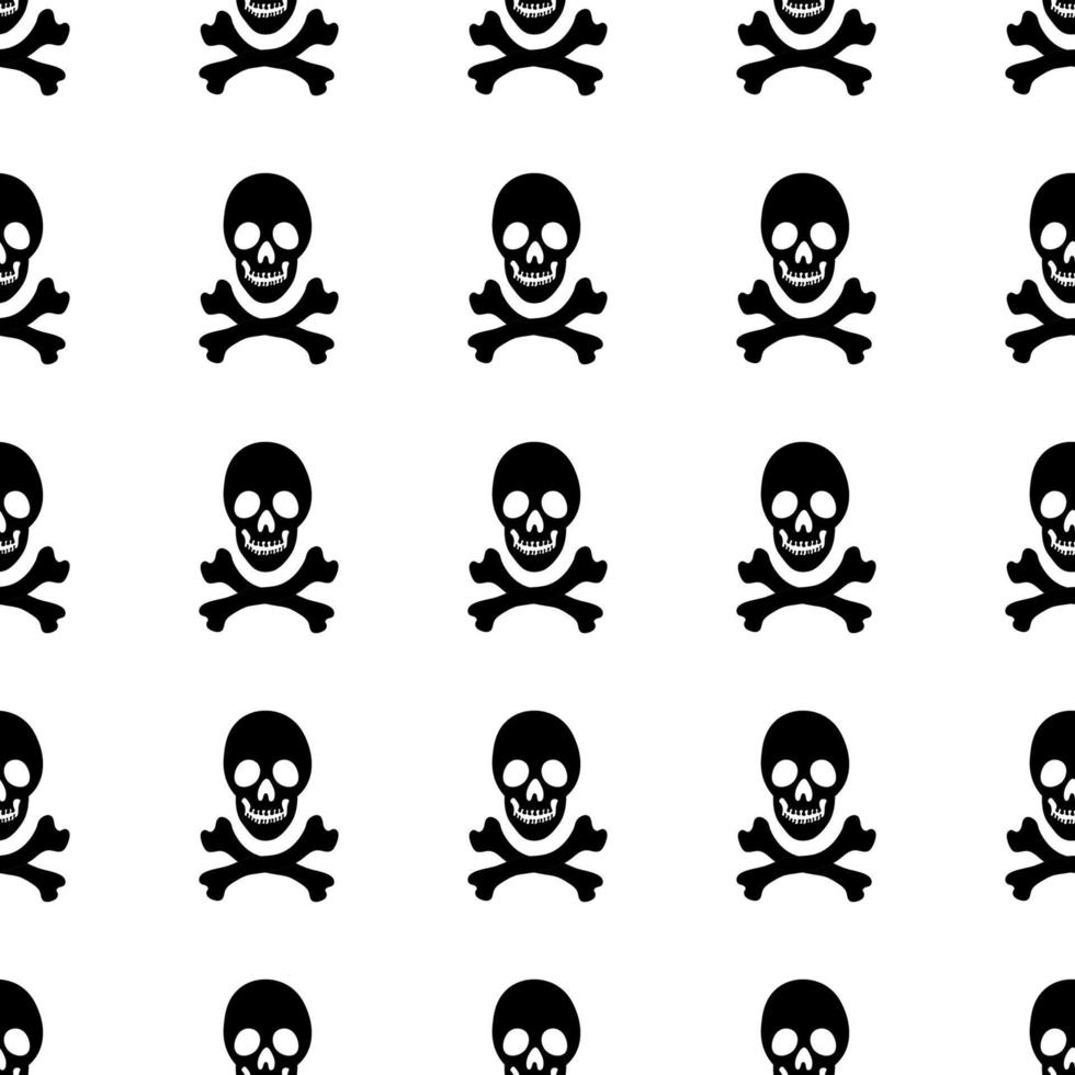 Black skeletons in various poses pattern. Halloween design. Perfect for fall, holidays, fabric, textile. Seamless repeat swatch. vector