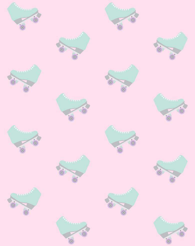 Vector seamless pattern of retro quad roller skate