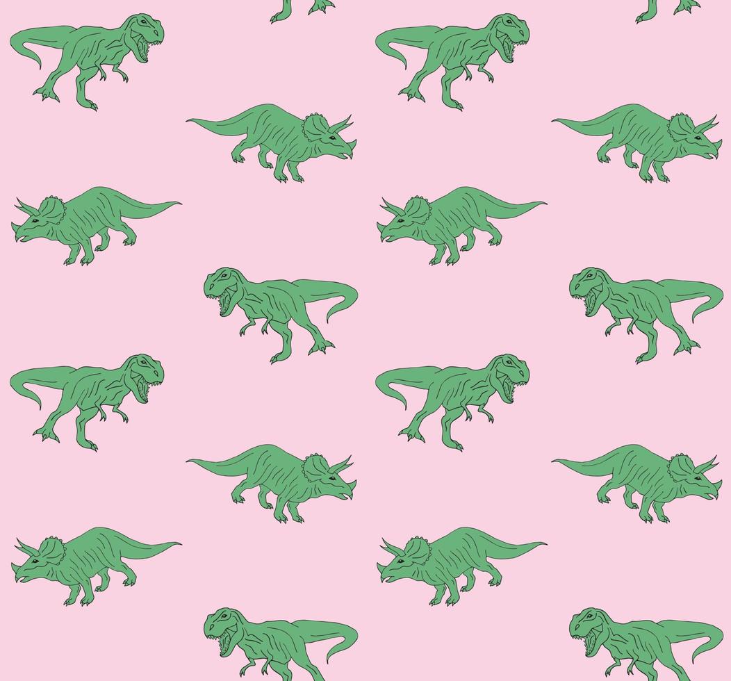 Vector seamless pattern of hand drawn dinosaur