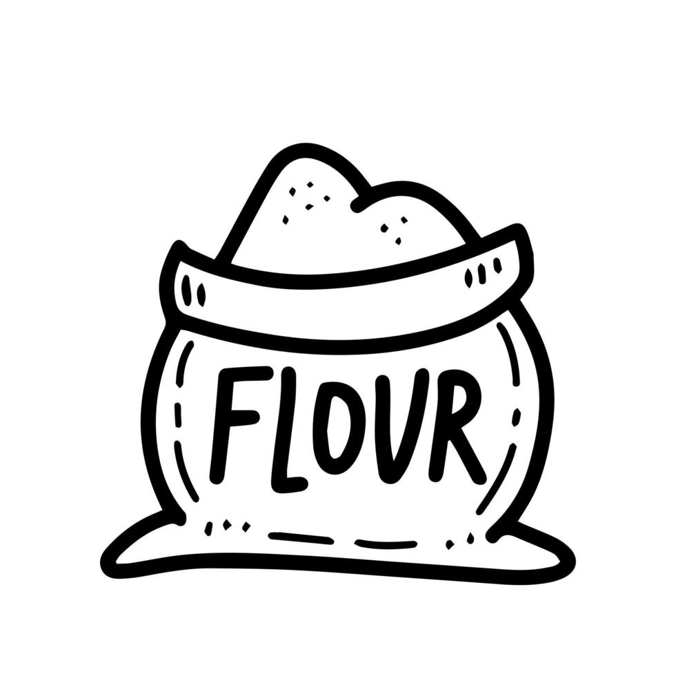 Sack with flour doodle vector illustration