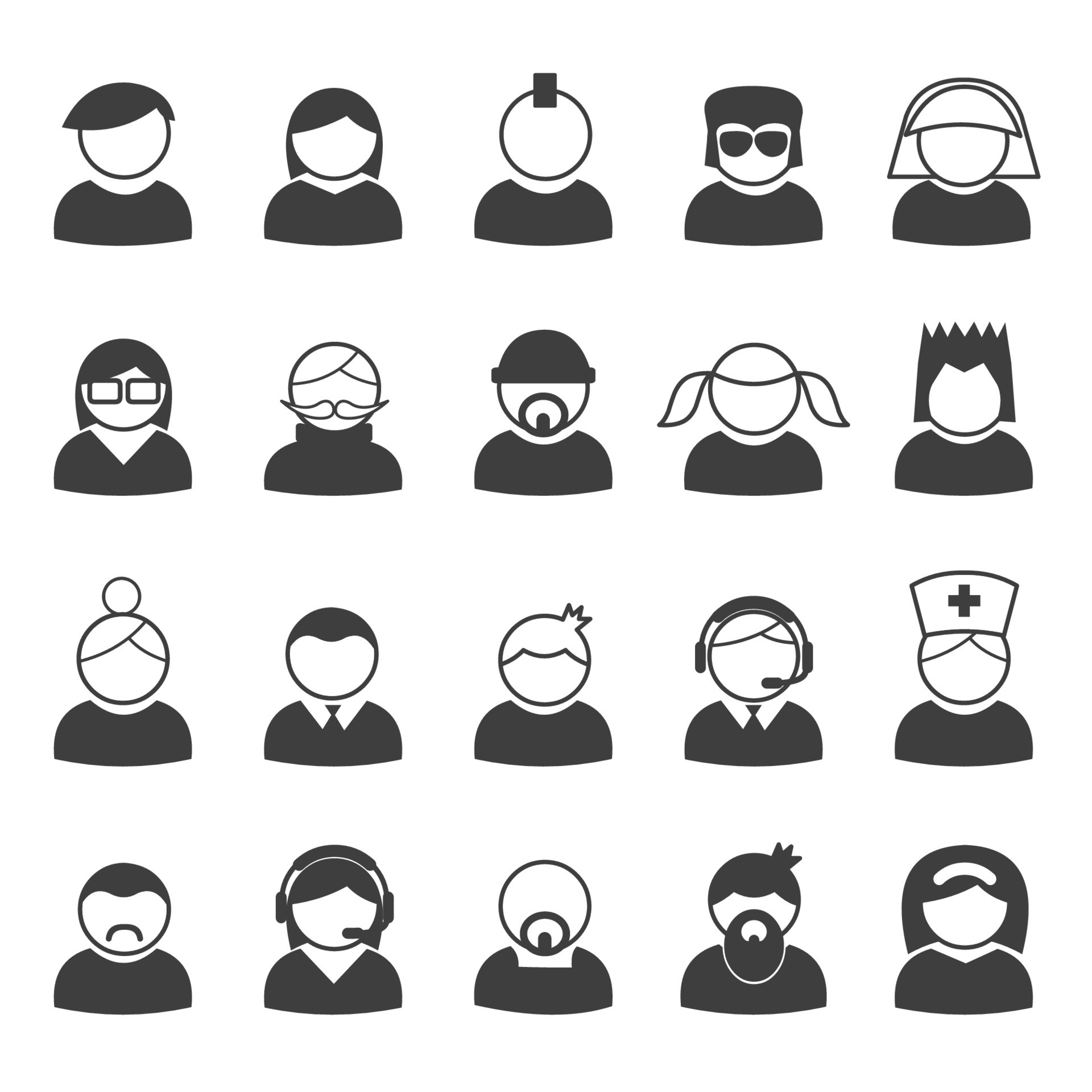 Set of users icons in vector 11419058 Vector Art at Vecteezy