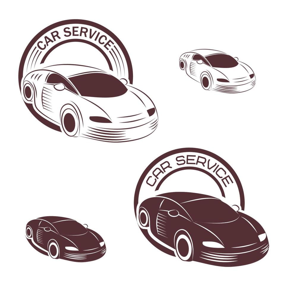 Vintage style car repair service label. Vector logo design template.