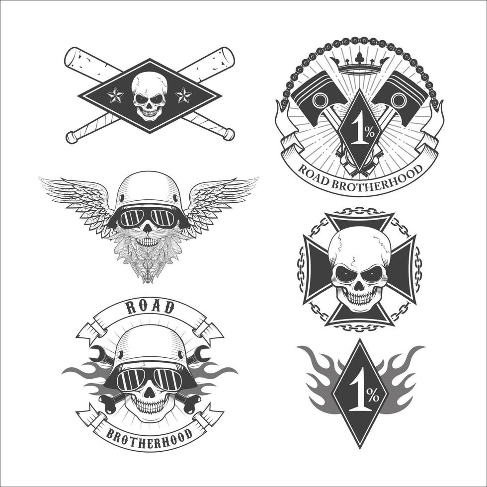 Set of the biker labels in vector