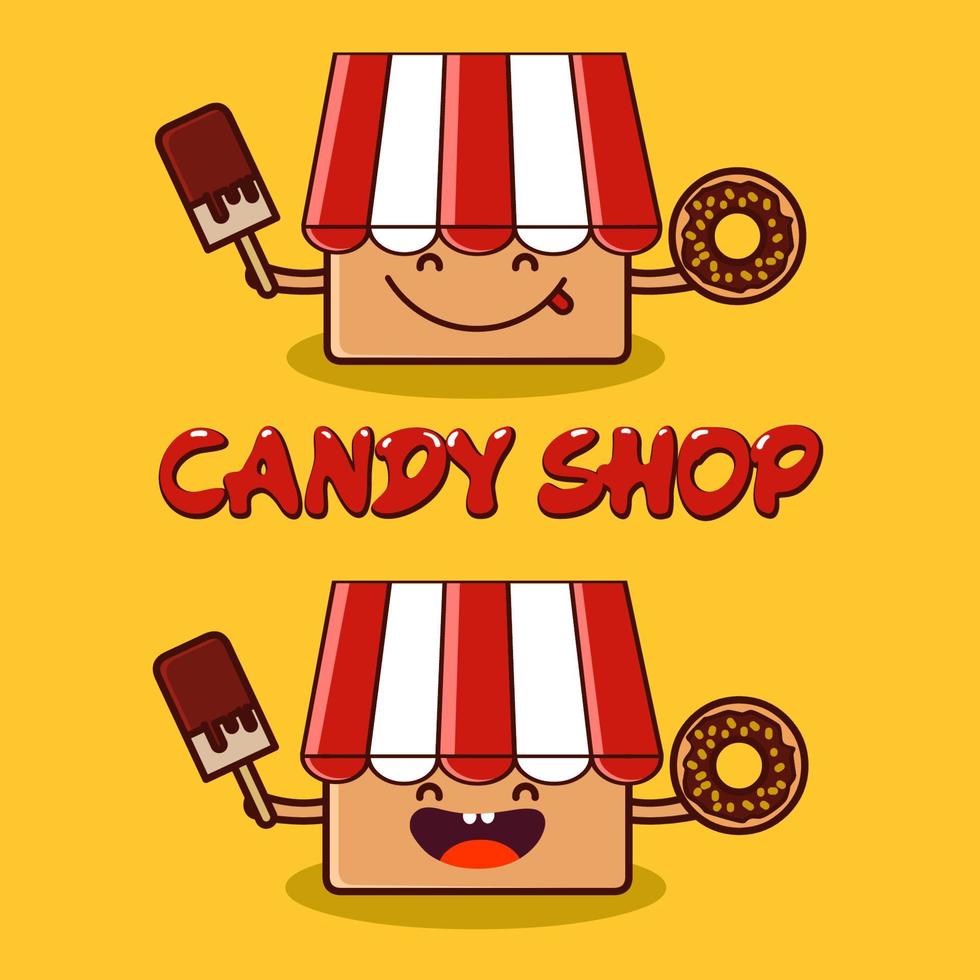 candy shop logo. Vector illustration of candy shop building.