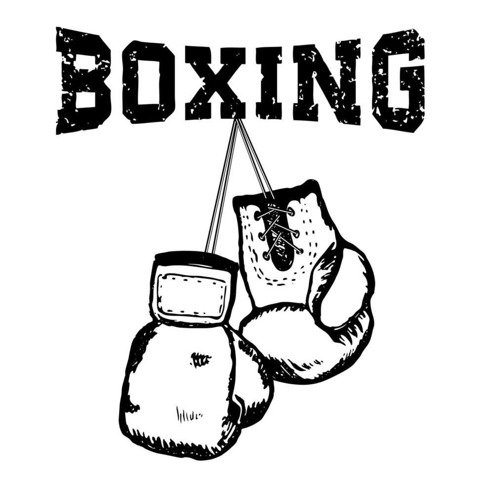 Hand draw style boxing gloves. Grunge style vector illustration