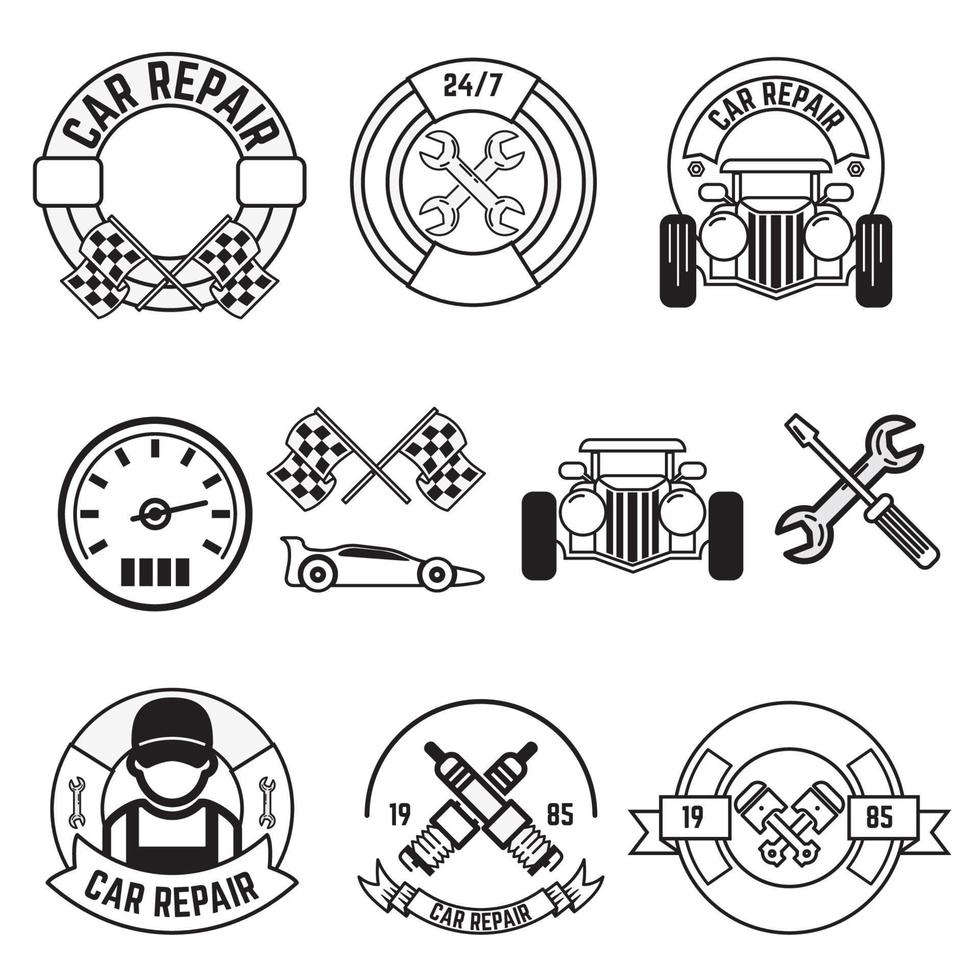 car service labels. Set of design elements in vector