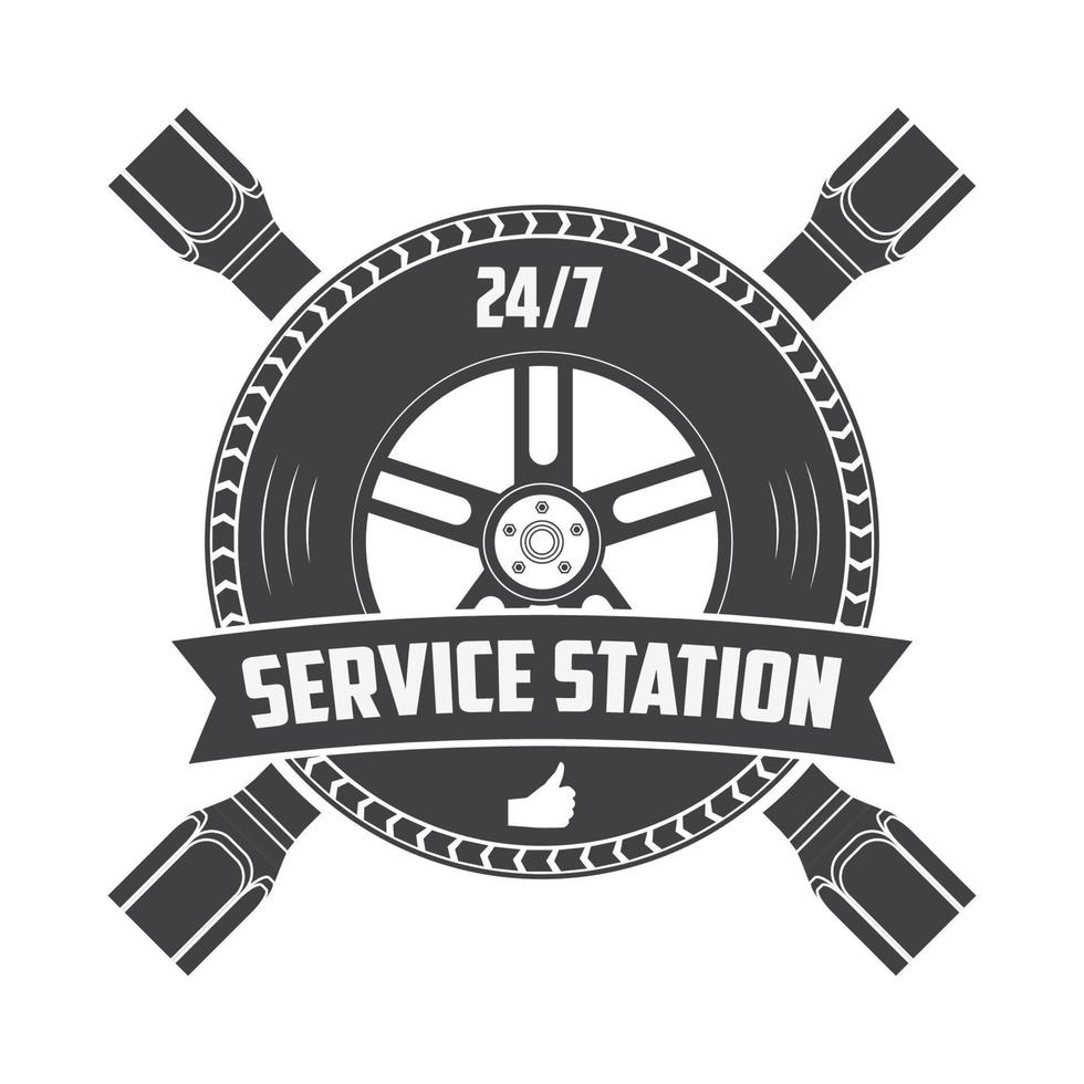 service station vintage label. Logo template. Vector illustration.