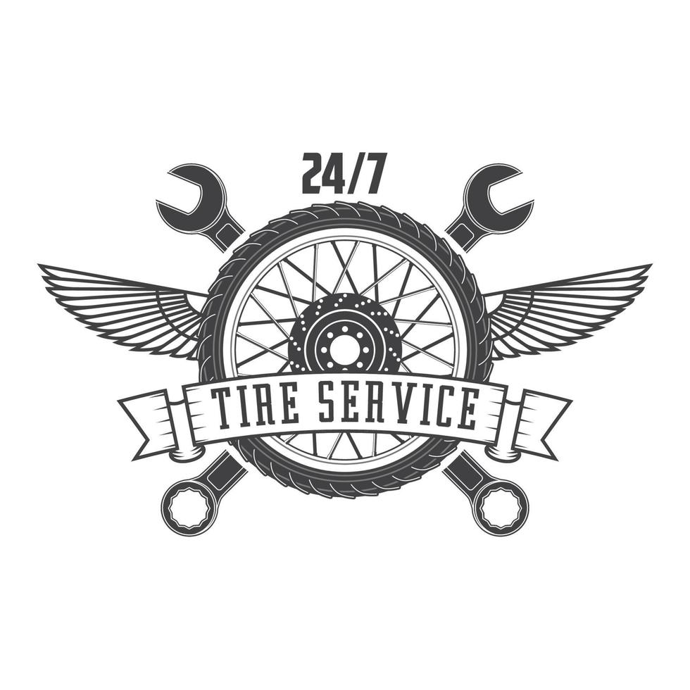 tire service vintage label. Logo template. Vector illustration.