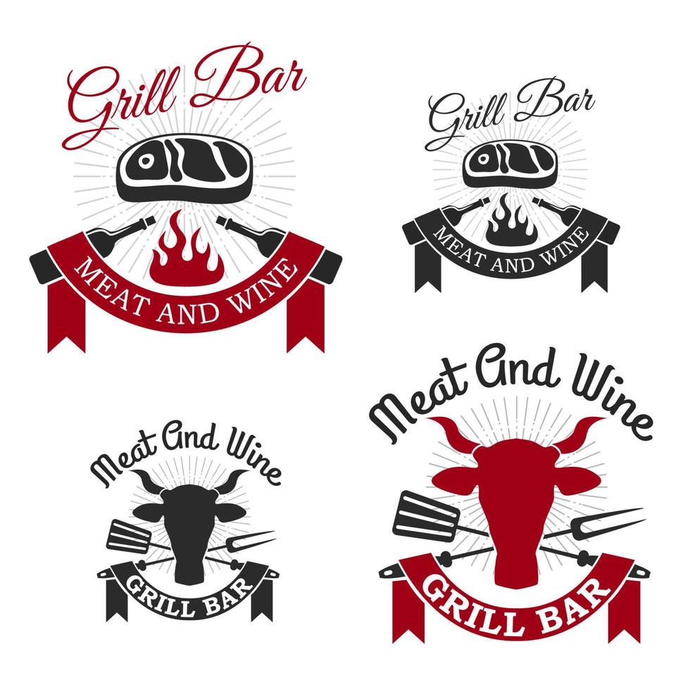 Set of vintage retro BBQ and grill badges and labels vector