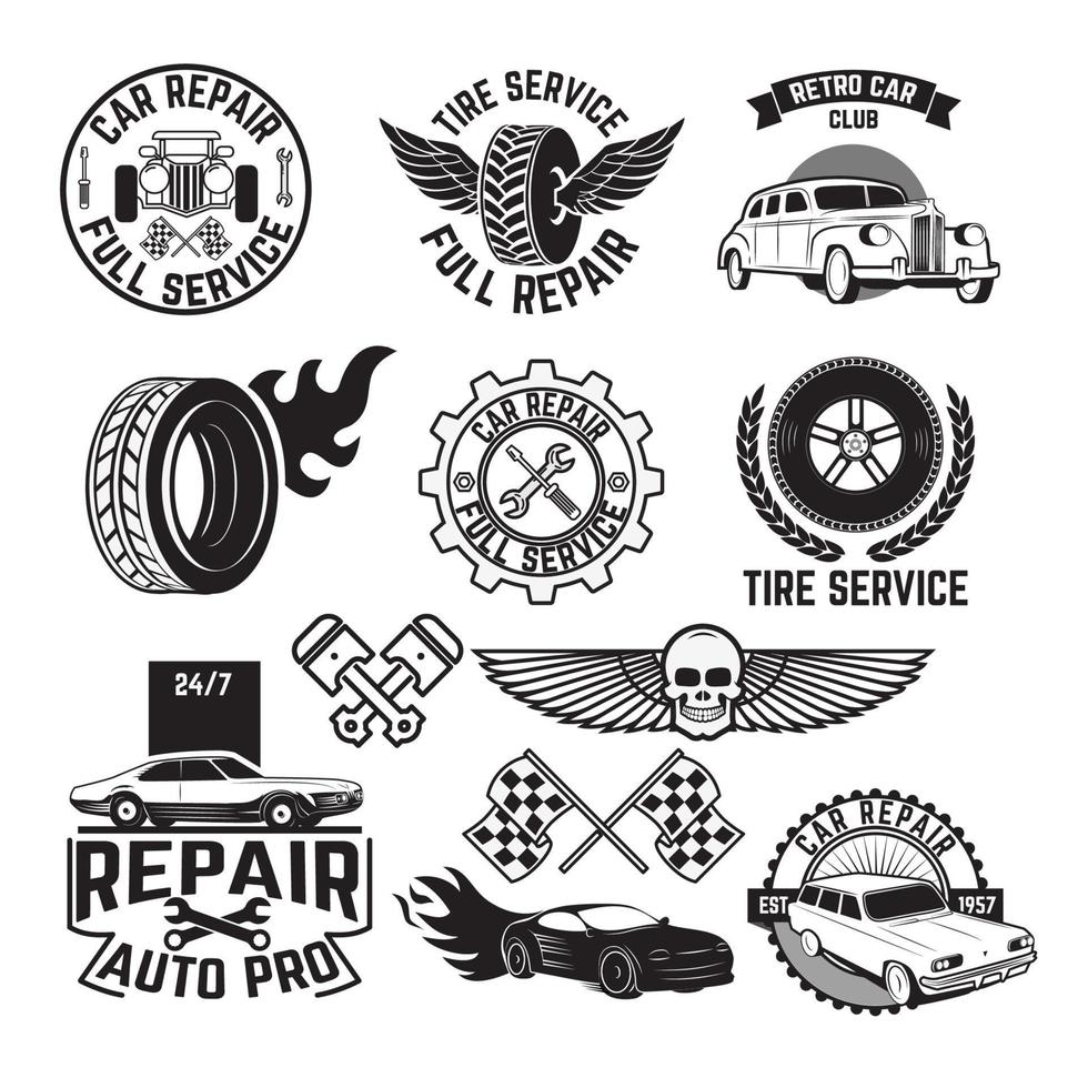 car service labels. Set of design elements in vector