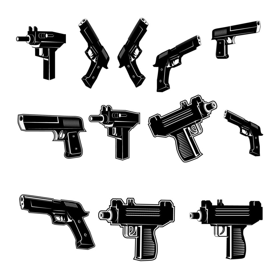 guns set in vector.Design elements in vector