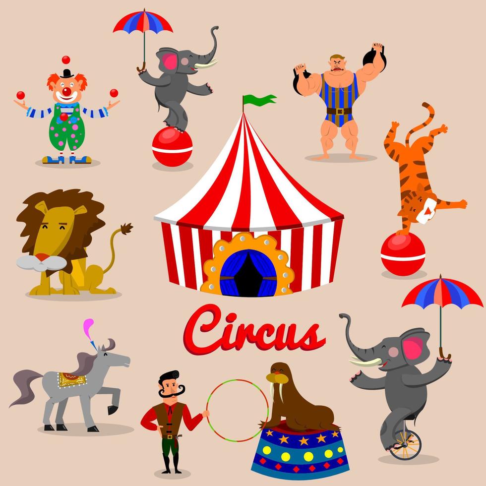 conjunto de los artistas de circo en vector