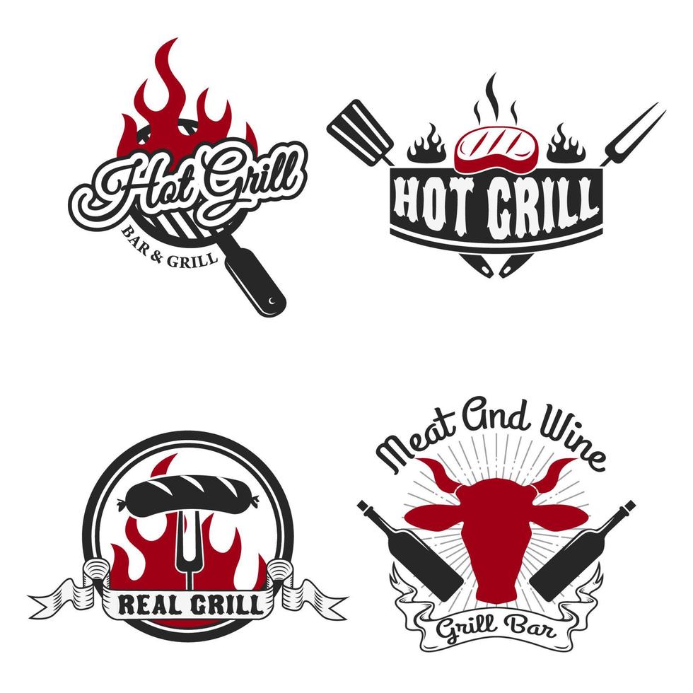 Collection of vintage retro BBQ badges and labels vector
