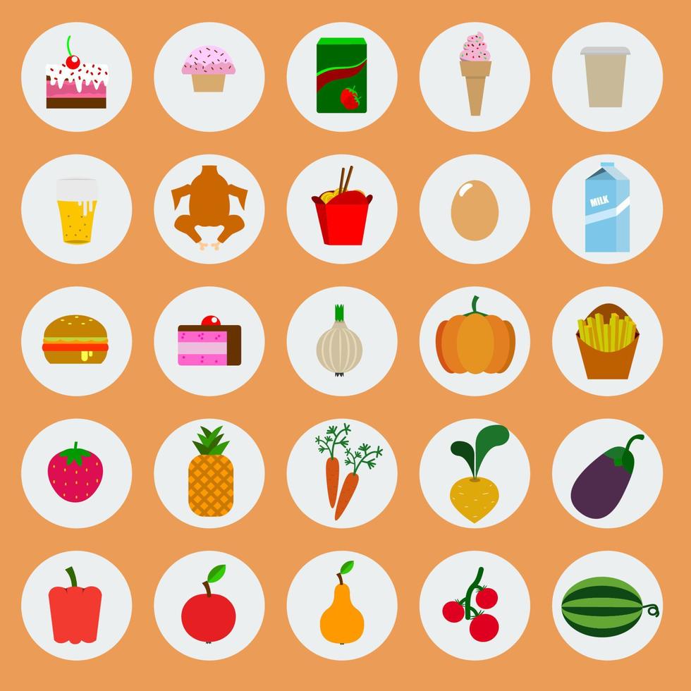 conjunto de iconos de alimentos vectoriales vector