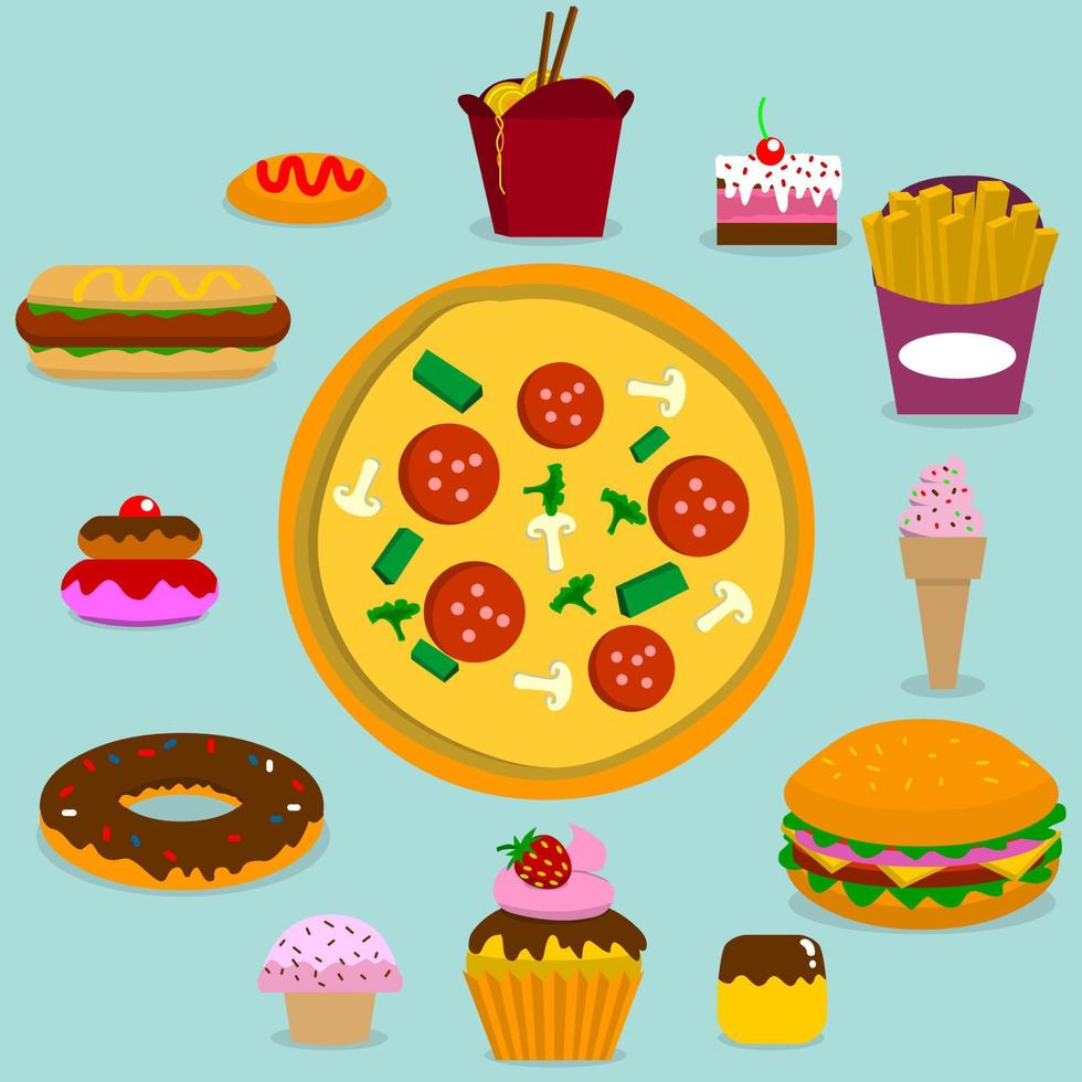 junk food set in vector